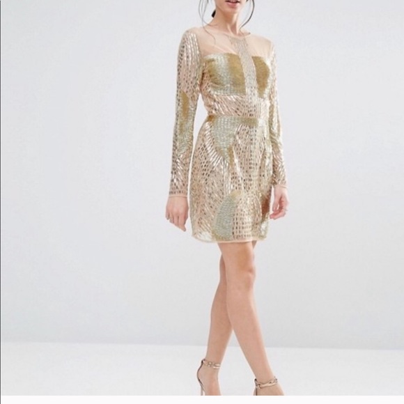 ASOS Gold Beaded Dress - Picture 2 of 8